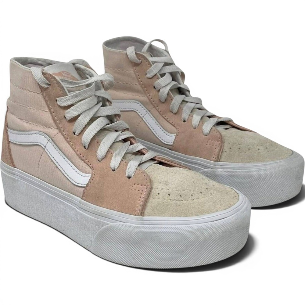 Vans Sk8 Hi Tapered Platform Sneakers Womens 6.5 Canvas Peach Suede VN0A5JMKBOD
